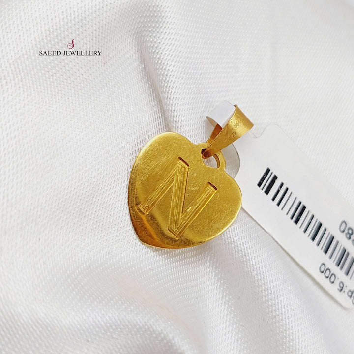 21K Gold Letter N Pendant by Saeed Jewelry - Image 3