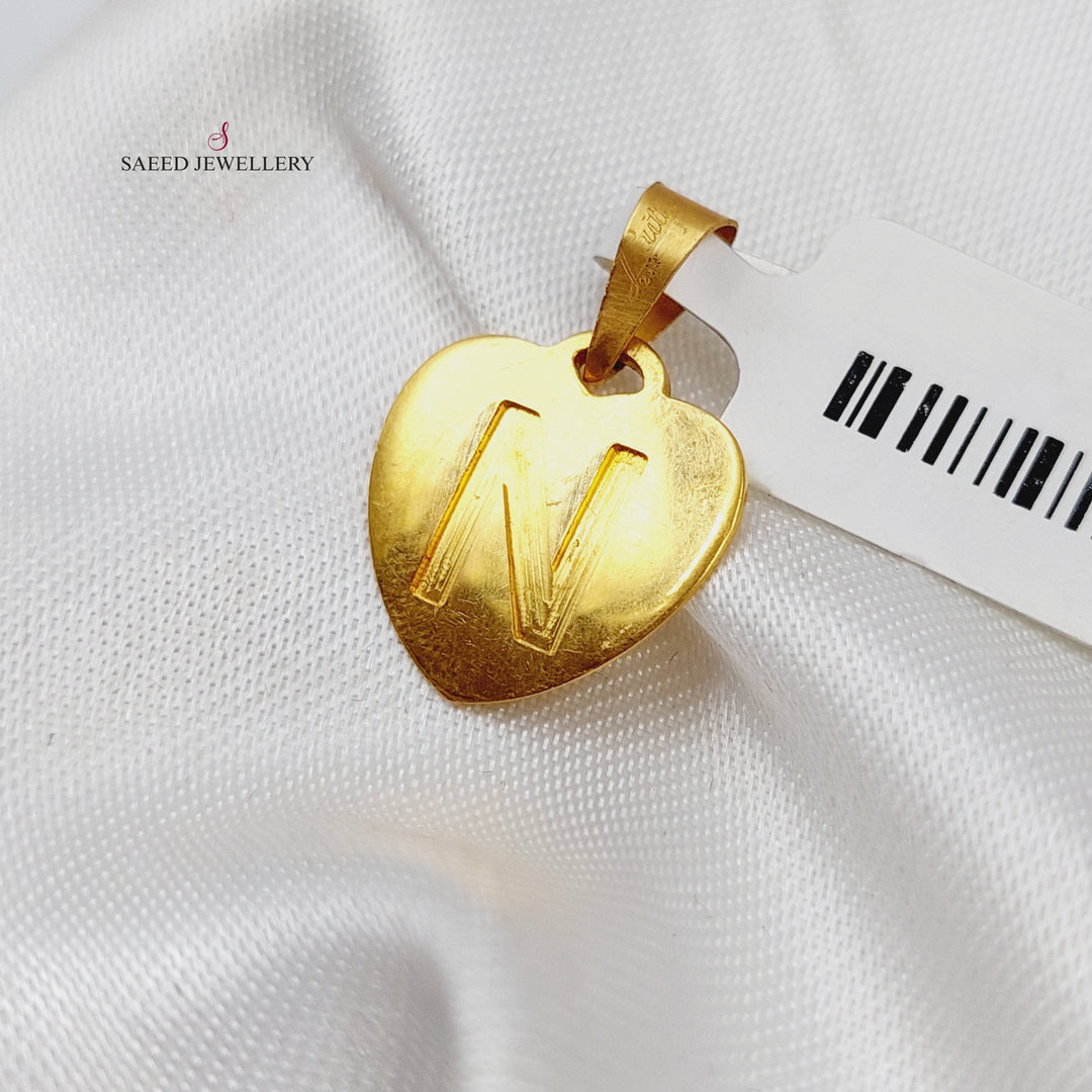 21K Gold Letter N Pendant by Saeed Jewelry - Image 1