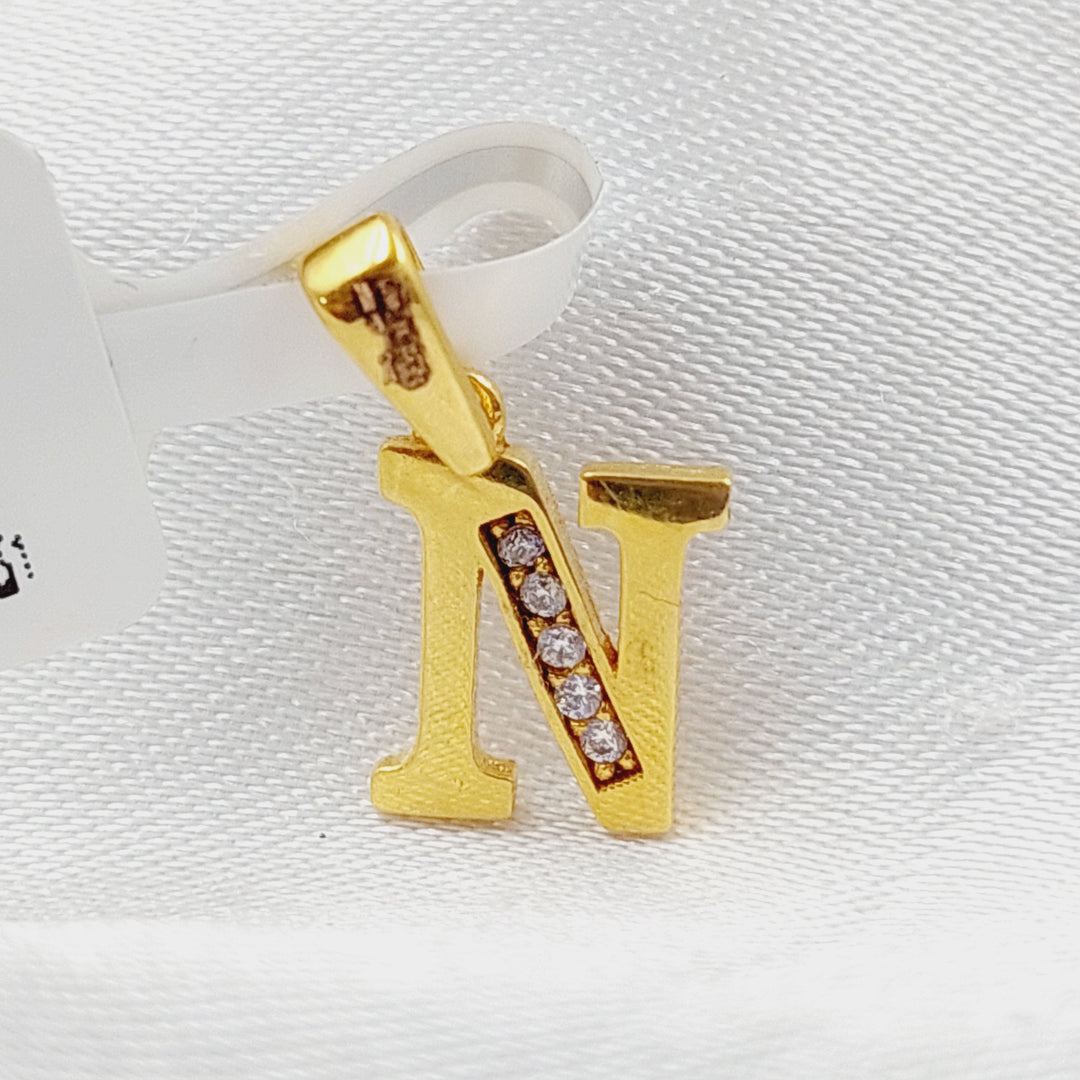 21K Gold Letter N Pendant by Saeed Jewelry - Image 3