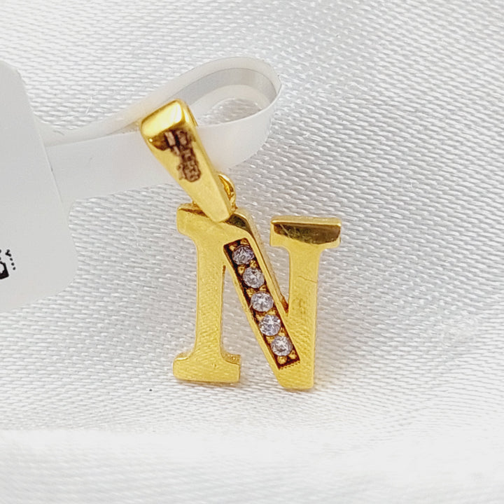 21K Gold Letter N Pendant by Saeed Jewelry - Image 3