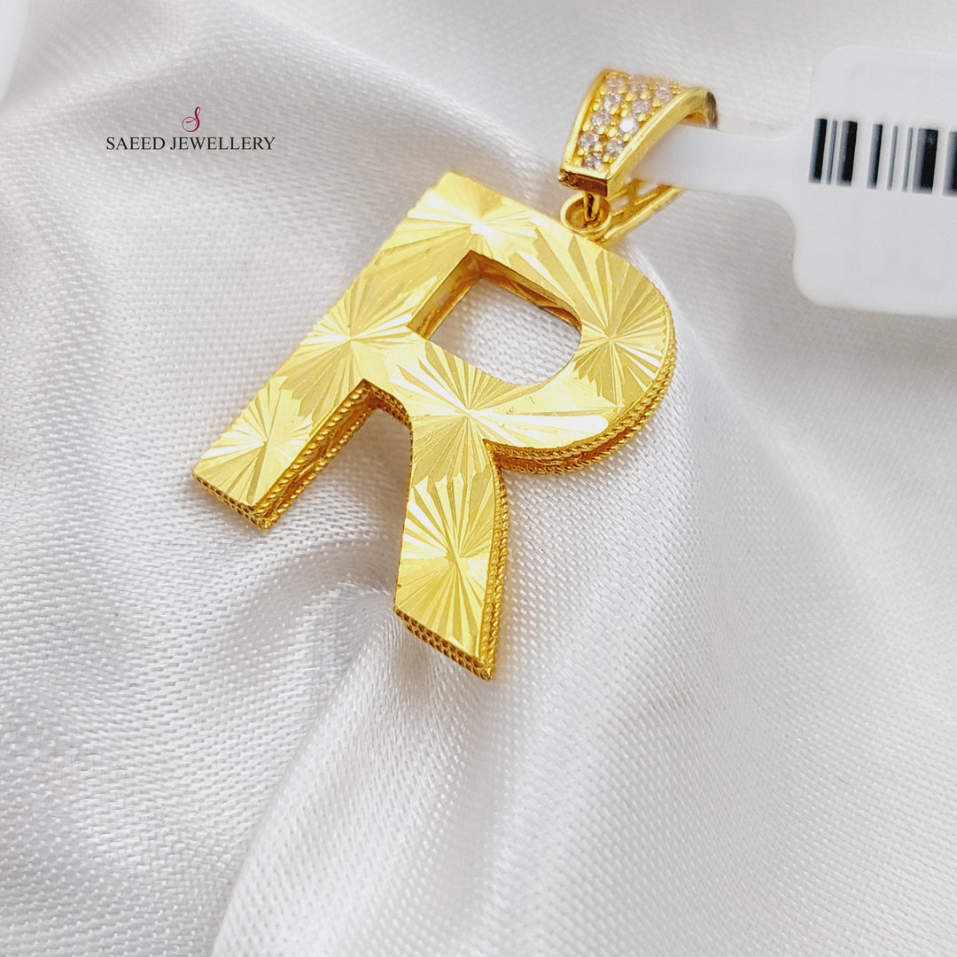 21K Gold Letter R Pendant by Saeed Jewelry - Image 3