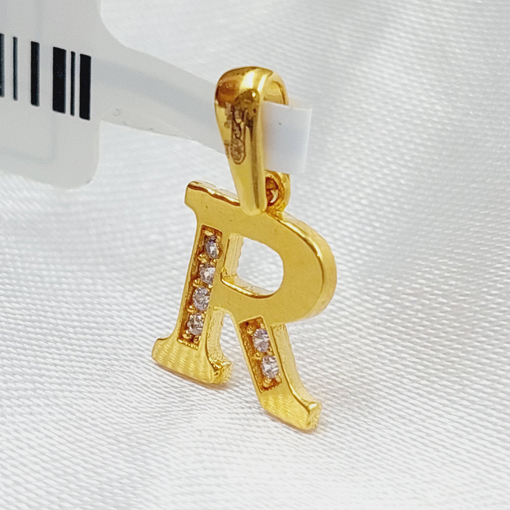 21K Gold Letter R Pendant by Saeed Jewelry - Image 2