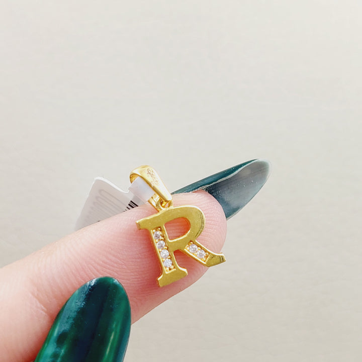 21K Gold Letter R Pendant by Saeed Jewelry - Image 4