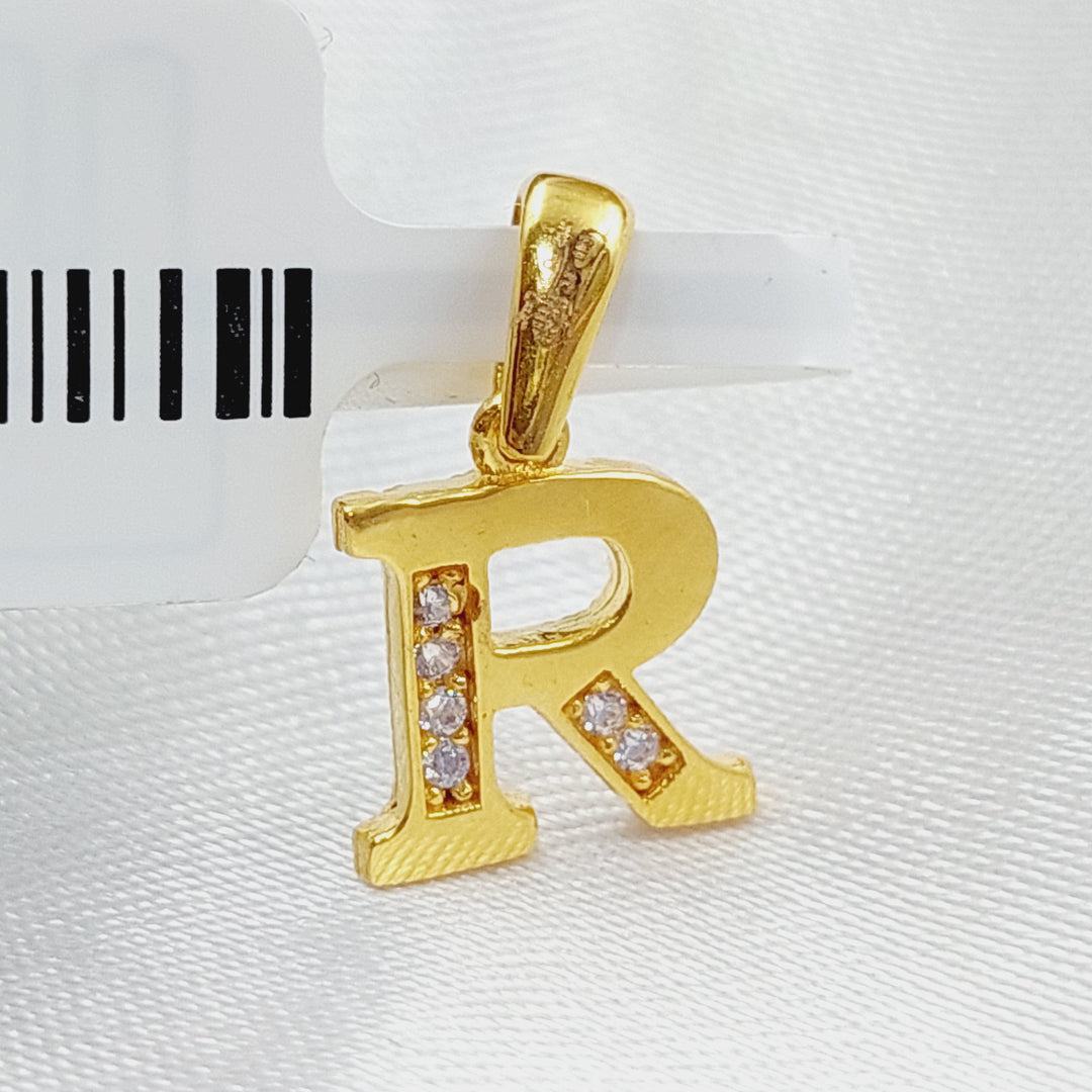 21K Gold Letter R Pendant by Saeed Jewelry - Image 1