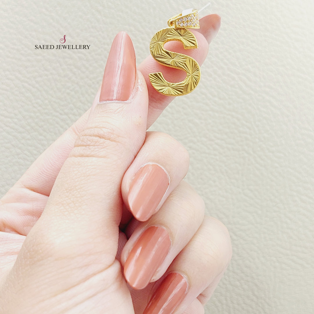 21K Gold Letter S Pendant by Saeed Jewelry - Image 2