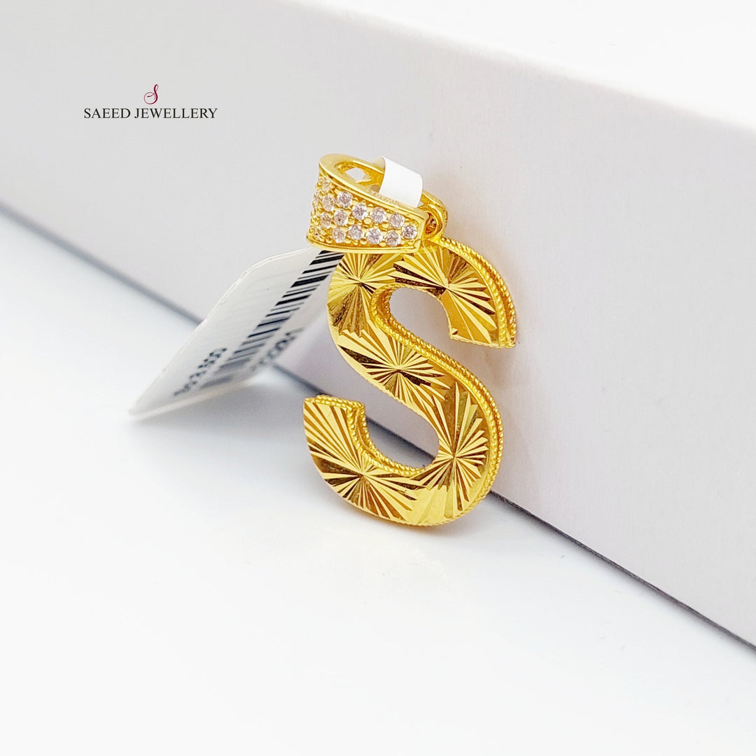 21K Gold Letter S Pendant by Saeed Jewelry - Image 3