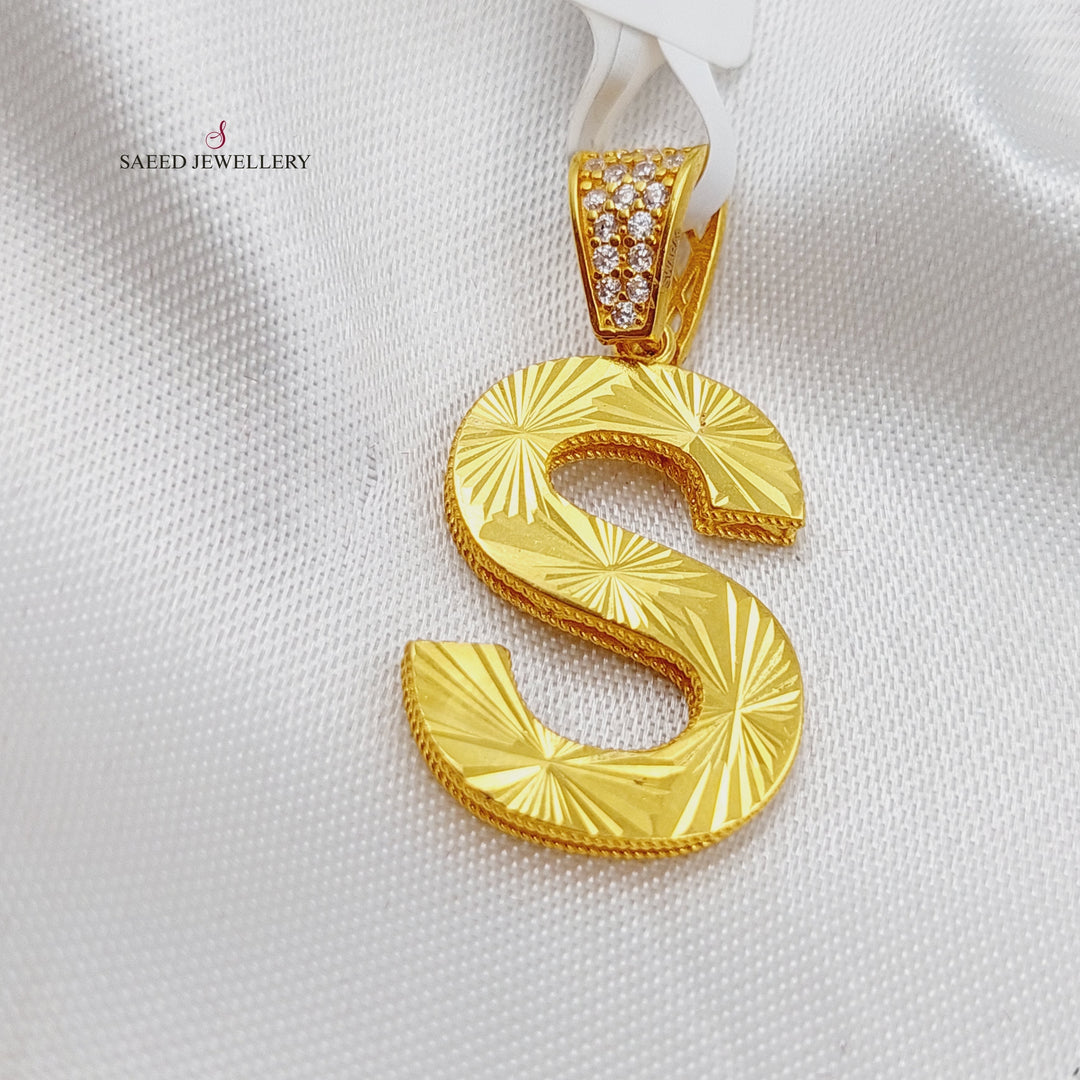 21K Gold Letter S Pendant by Saeed Jewelry - Image 1