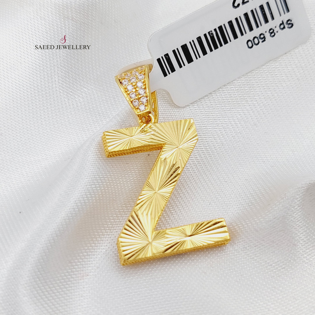 21K Gold Letter Z Pendant by Saeed Jewelry - Image 2