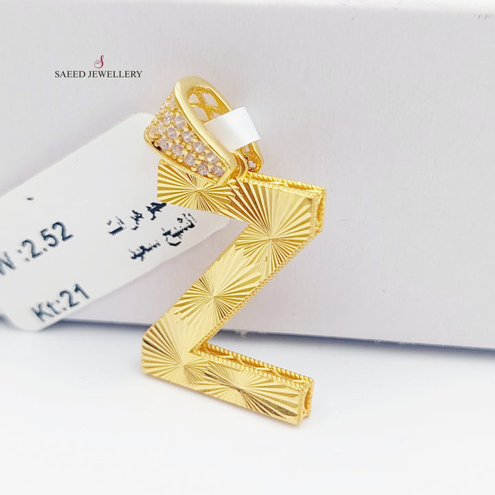 21K Gold Letter Z Pendant by Saeed Jewelry - Image 3