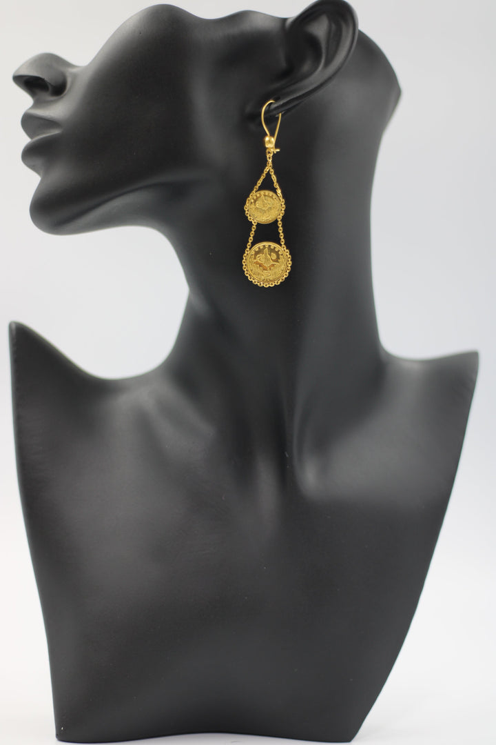 21K Gold Lira Fancy Earrings by Saeed Jewelry - Image 10