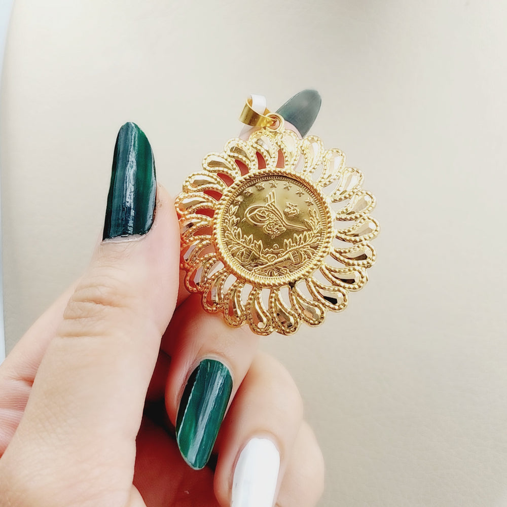 21K Gold Lira Rashadi Pendant by Saeed Jewelry - Image 2