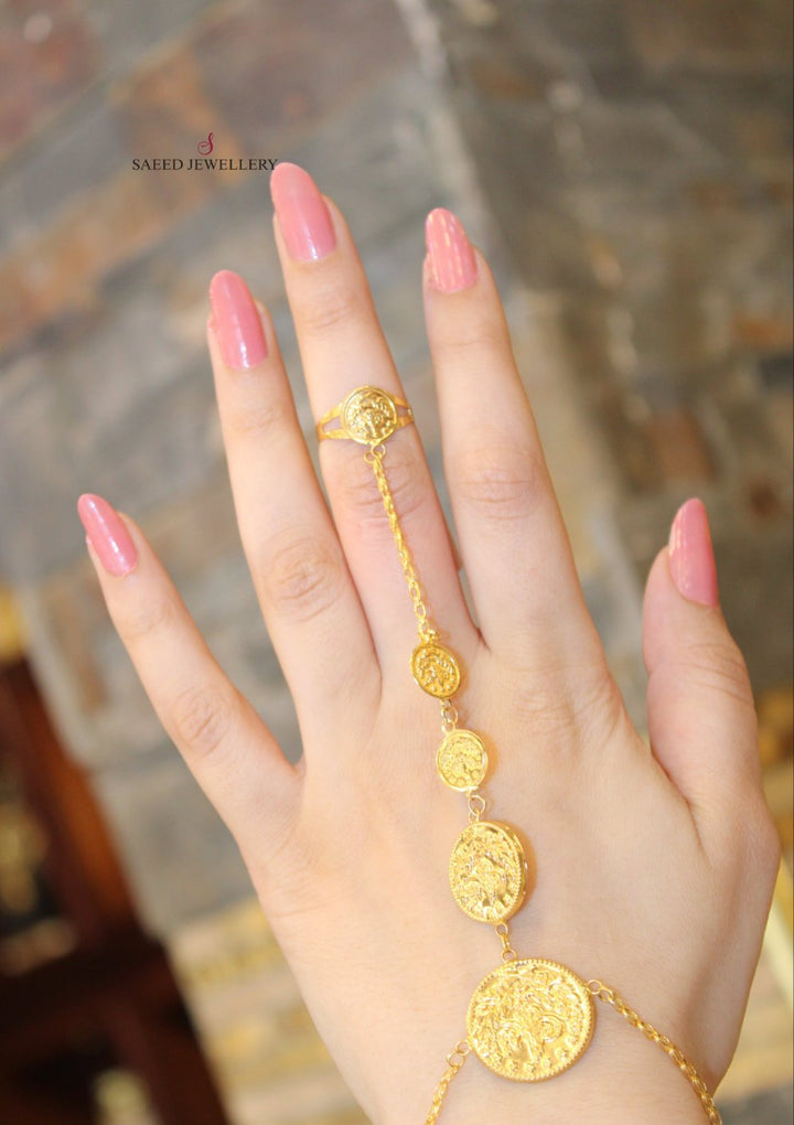 21K Gold Lirat Hand Bracelet by Saeed Jewelry - Image 3