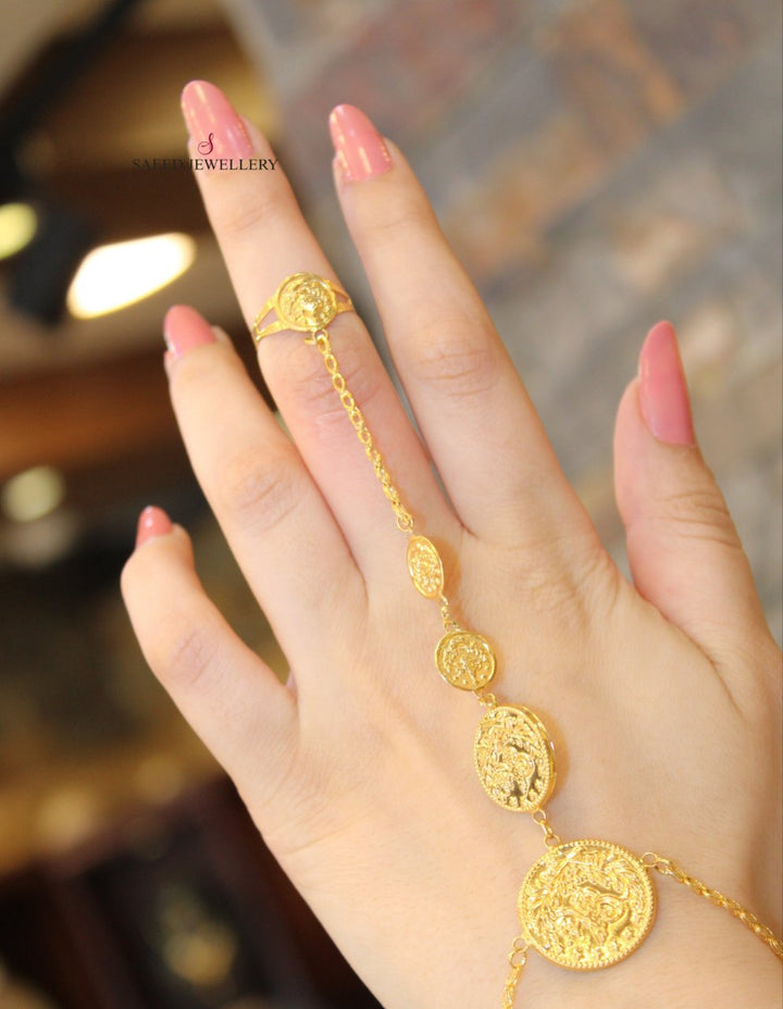 21K Gold Lirat Hand Bracelet by Saeed Jewelry - Image 1