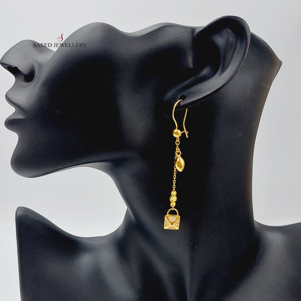 21K Gold Lock Earrings by Saeed Jewelry - Image 2