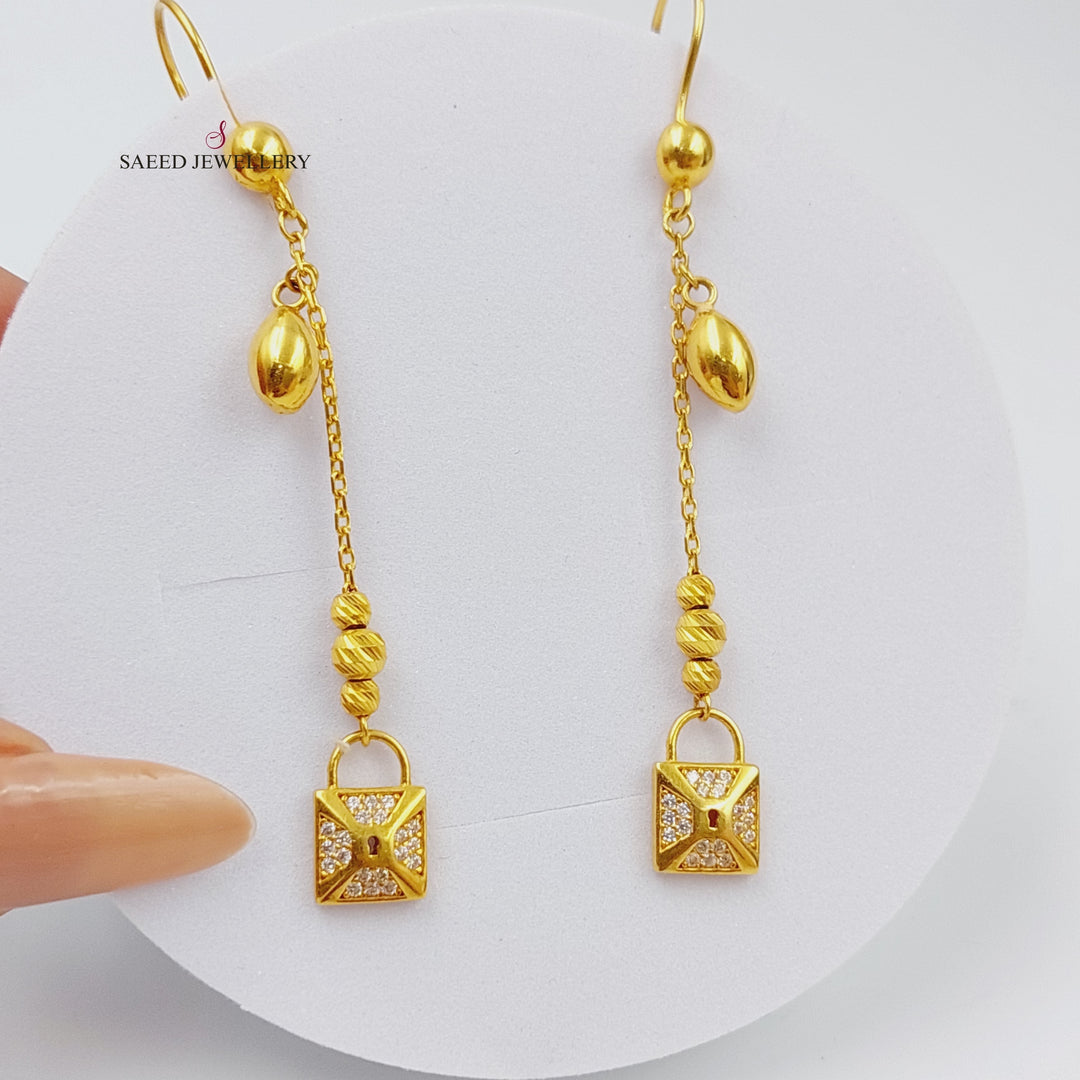 21K Gold Lock Earrings by Saeed Jewelry - Image 1