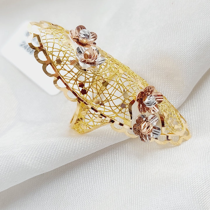 21K Gold Long Fancy Ring by Saeed Jewelry - Image 3