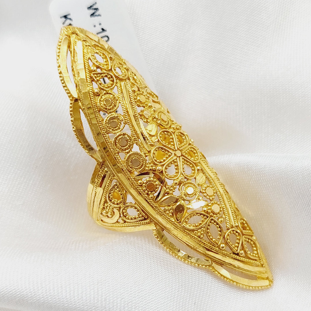 21K Gold Long Indian Ring by Saeed Jewelry - Image 4