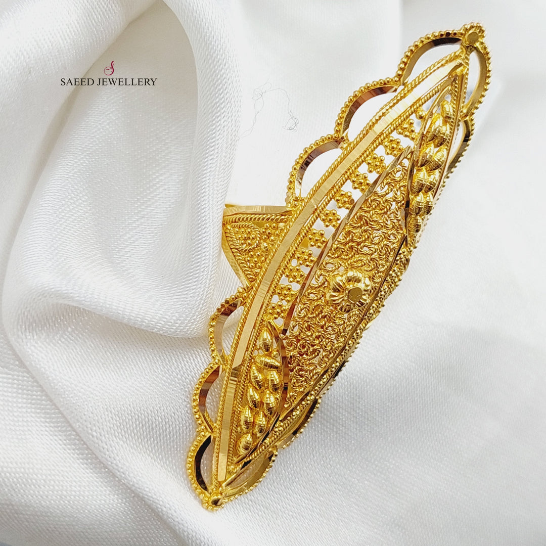 21K Gold Long Indian Ring by Saeed Jewelry - Image 4