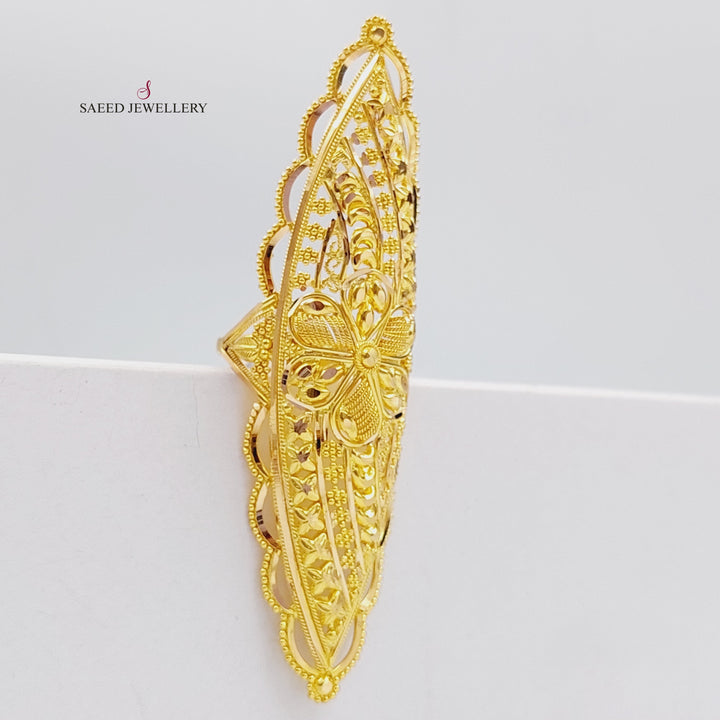 21K Gold Long Indian Ring by Saeed Jewelry - Image 3