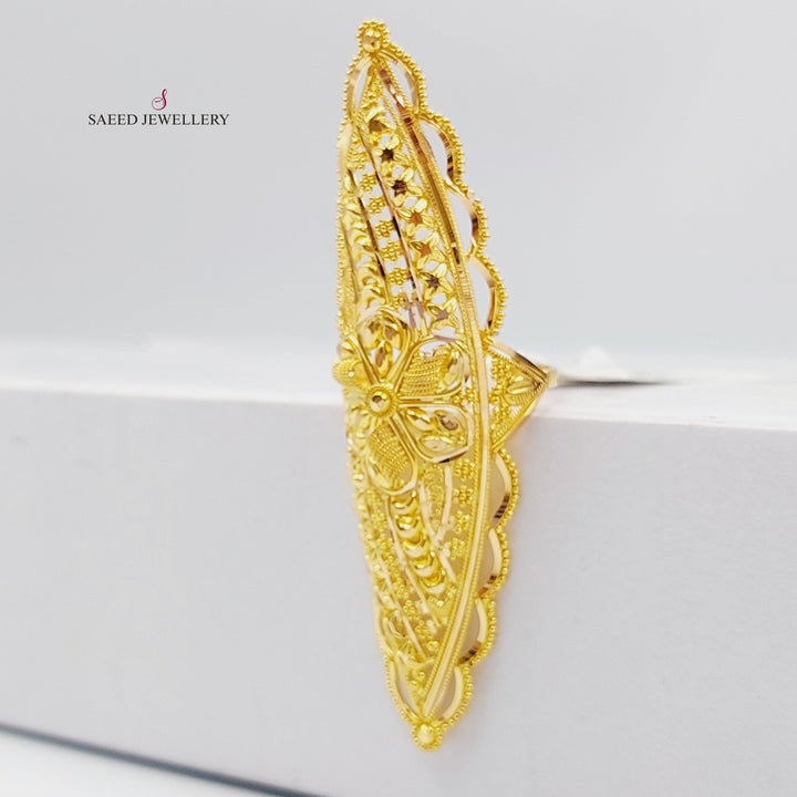 21K Gold Long Indian Ring by Saeed Jewelry - Image 8