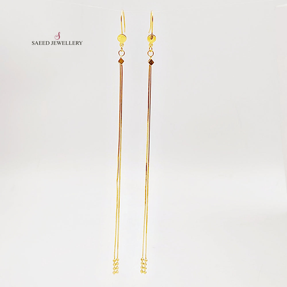 21K Gold Long Vansi Earrings by Saeed Jewelry - Image 2