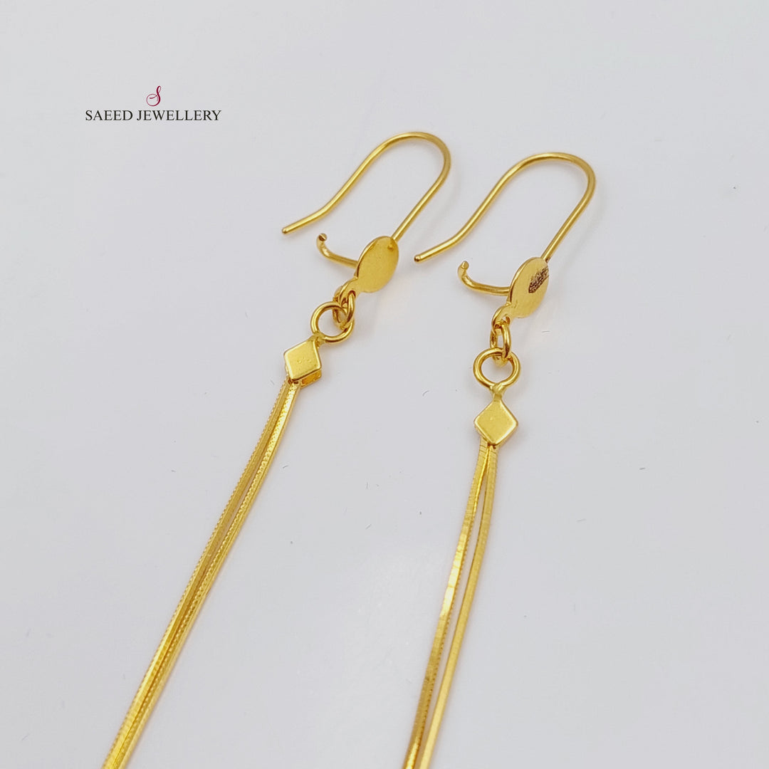 21K Gold Long Vansi Earrings by Saeed Jewelry - Image 3