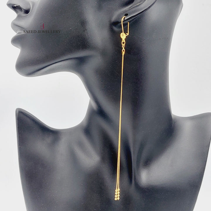 21K Gold Long Vansi Earrings by Saeed Jewelry - Image 6