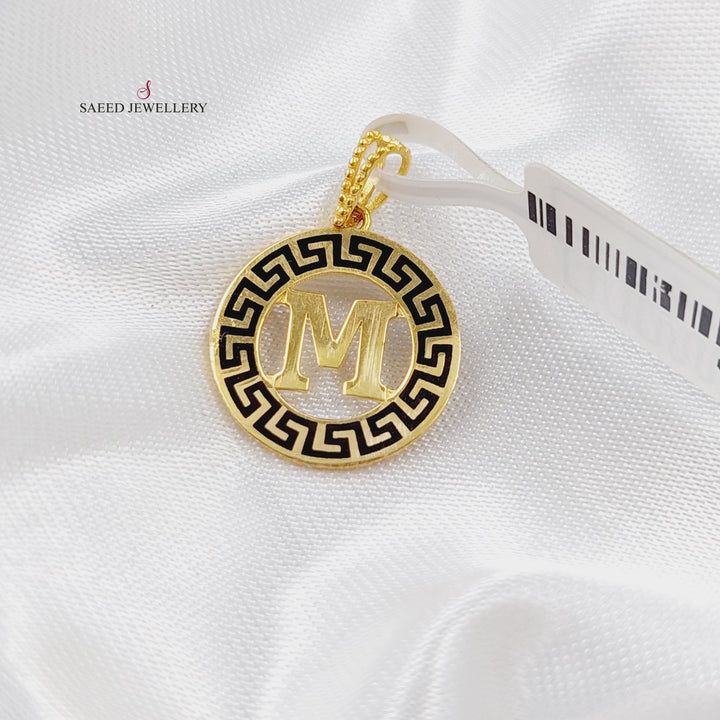 21K Gold M Letter Pendant by Saeed Jewelry - Image 1