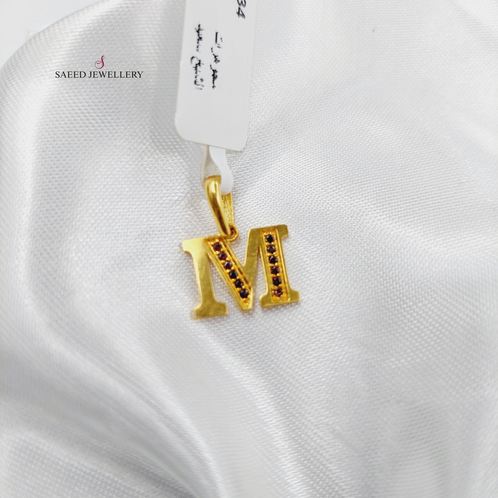21K Gold M Letter Pendant by Saeed Jewelry - Image 2