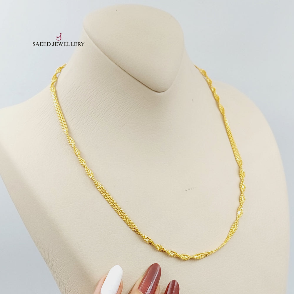 21K Gold Malaysian Chain 45 cm, two pieces by Saeed Jewelry - Image 2