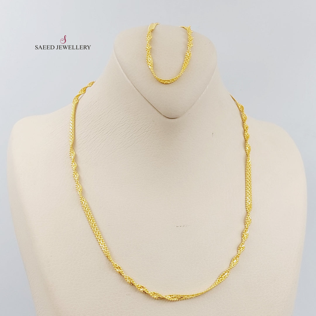 21K Gold Malaysian Chain 45 cm, two pieces by Saeed Jewelry - Image 1