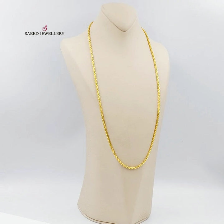 21K Gold Medium Thickness Rope Chain by Saeed Jewelry - Image 3