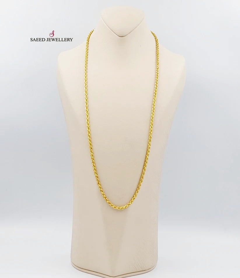 21K Gold Medium Thickness Rope Chain by Saeed Jewelry - Image 8