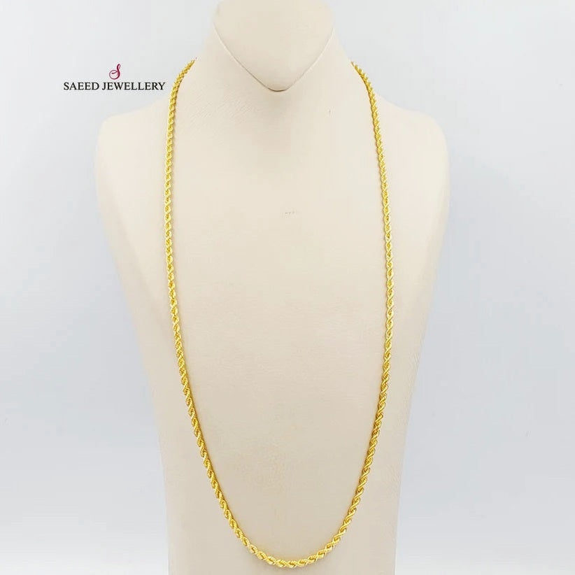 21K Medium Thickness Rope Chain Made of 21K Yellow Gold by Saeed Jewelry-25660