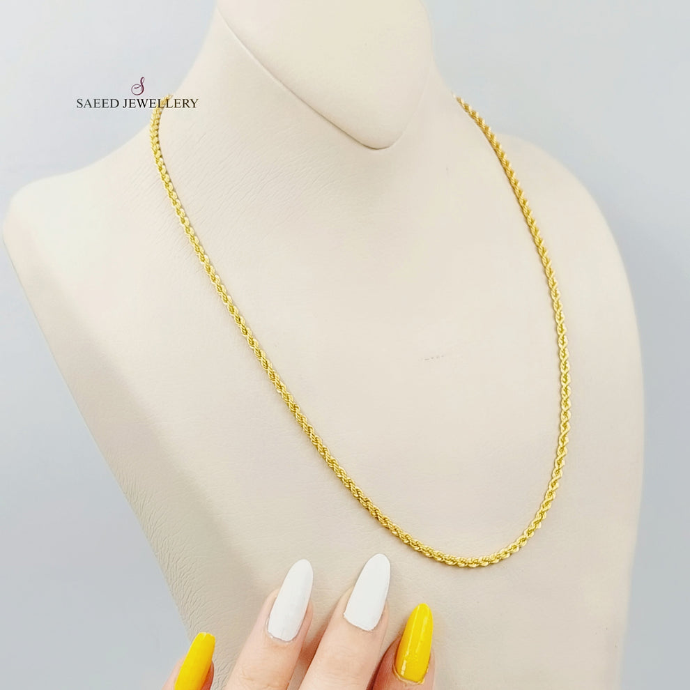 21K Gold Medium Thickness Rope Chain by Saeed Jewelry - Image 1