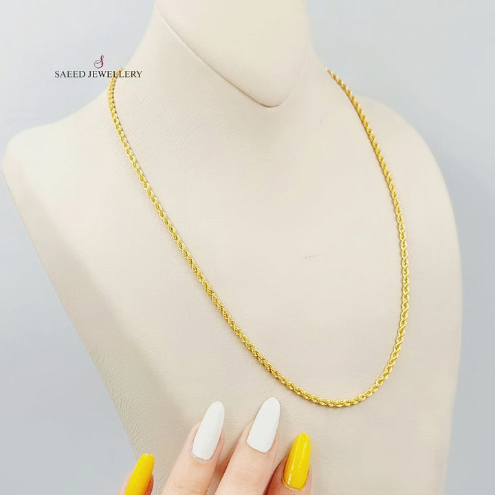 21K Gold Medium Thickness Rope Chain by Saeed Jewelry - Image 3