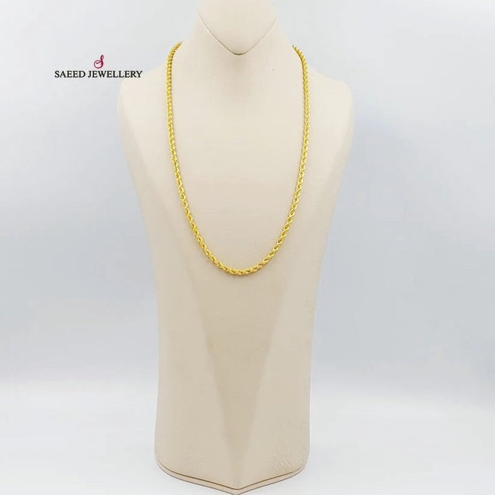 21K Gold Medium Thickness Rope Chain by Saeed Jewelry - Image 3