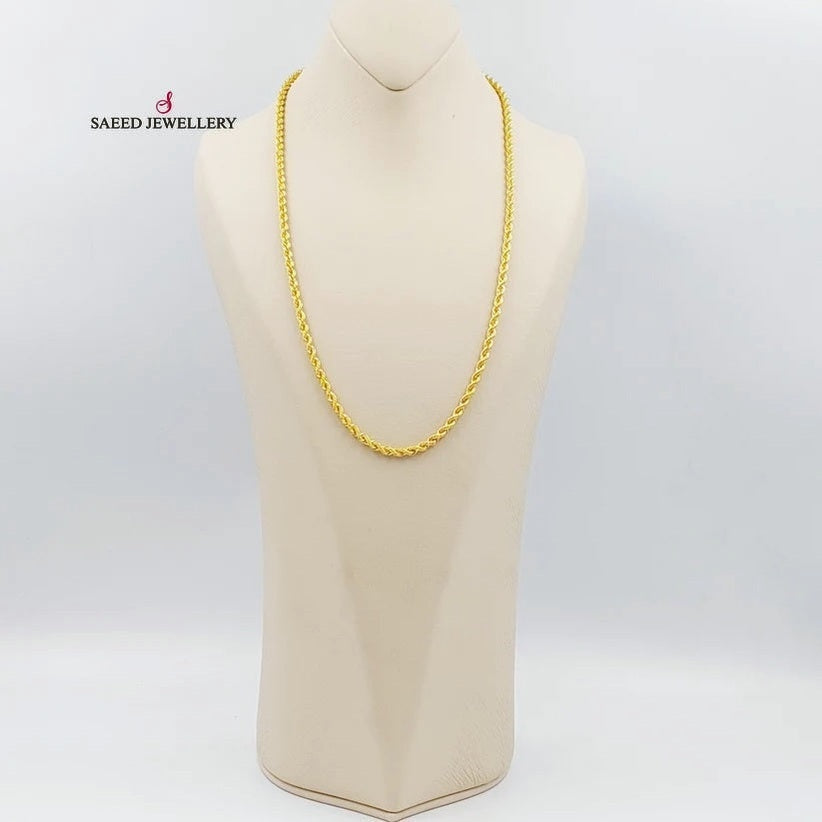 21K Gold Medium Thickness Rope Chain by Saeed Jewelry - Image 5