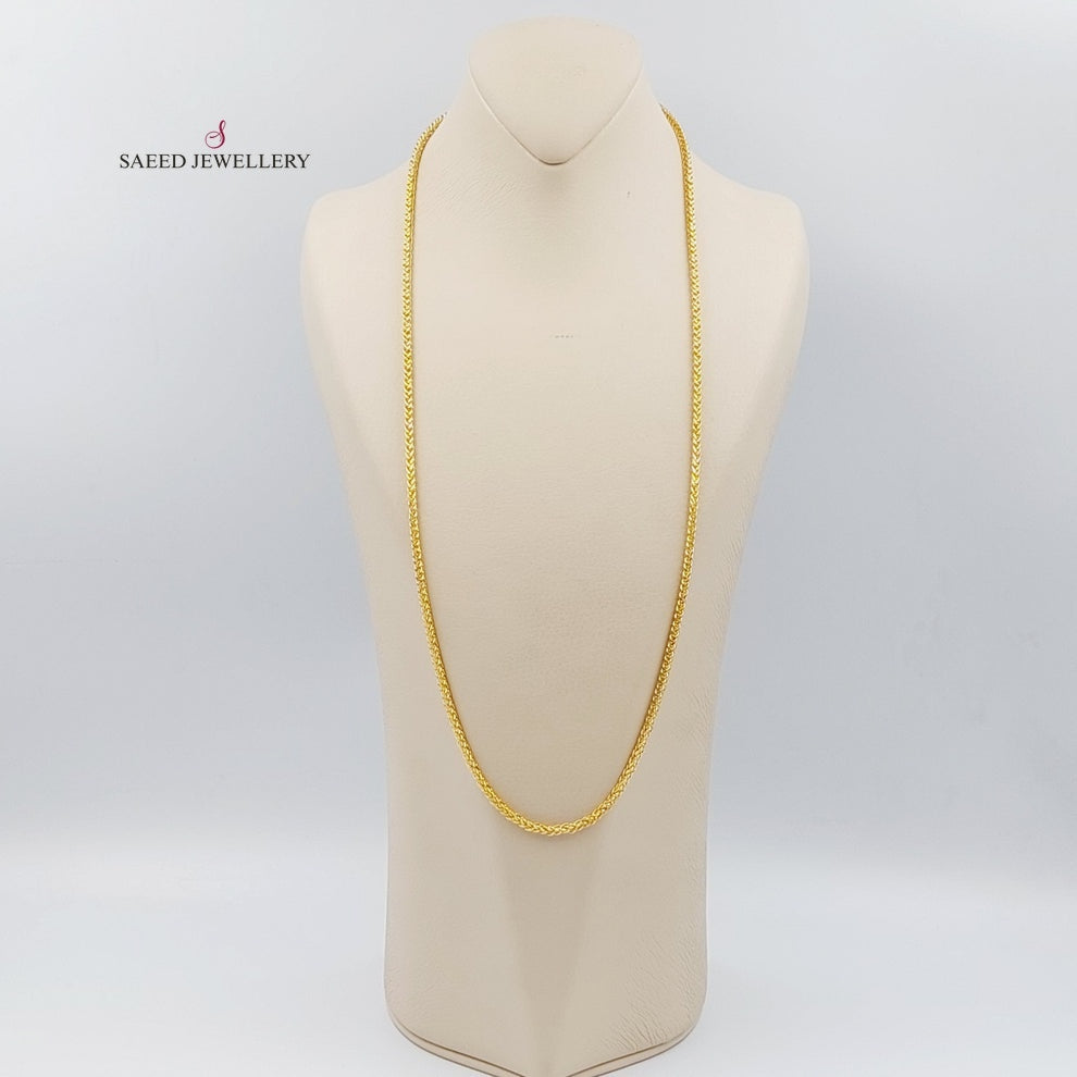 21K Gold Medium Thickness Franco Chain by Saeed Jewelry - Image 2