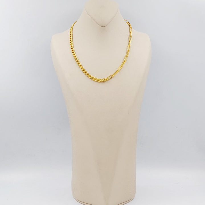 21K Gold Mix Necklace Chain by Saeed Jewelry - Image 3