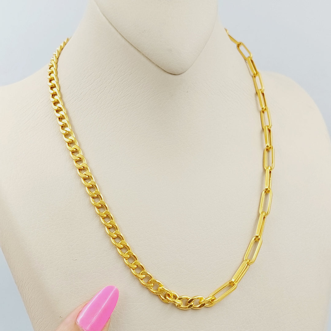 21K Gold Mix Necklace Chain by Saeed Jewelry - Image 1