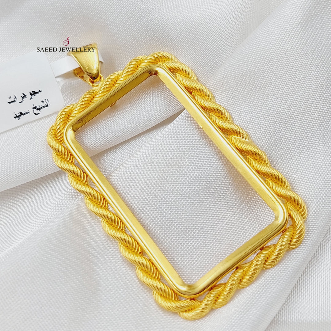 21K Gold Ounce Frame Pendant by Saeed Jewelry - Image 1