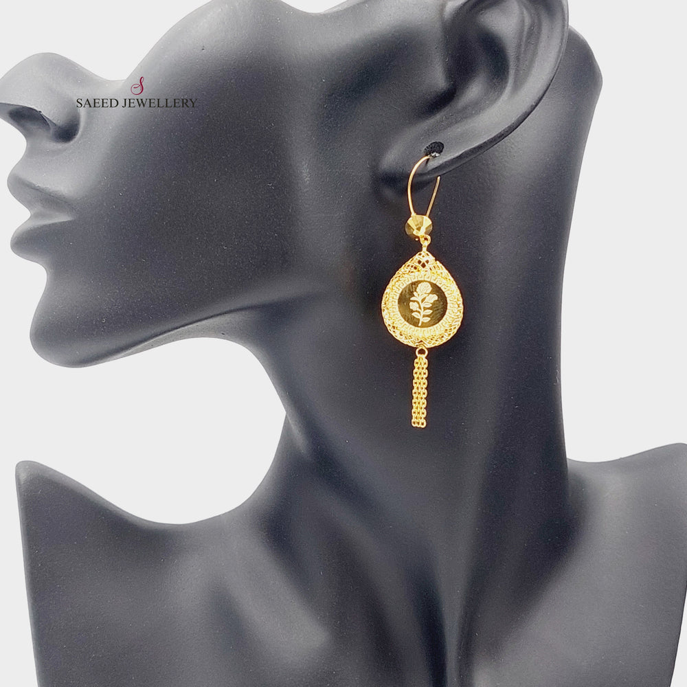 21K Gold Ounce Model Earrings by Saeed Jewelry - Image 2