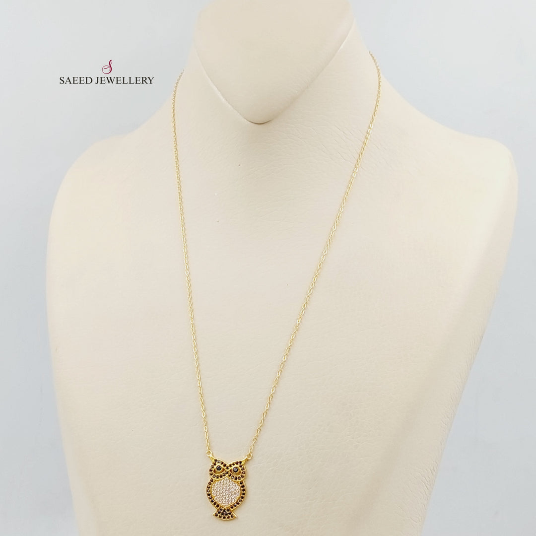 21K Gold Owl Necklace by Saeed Jewelry - Image 3