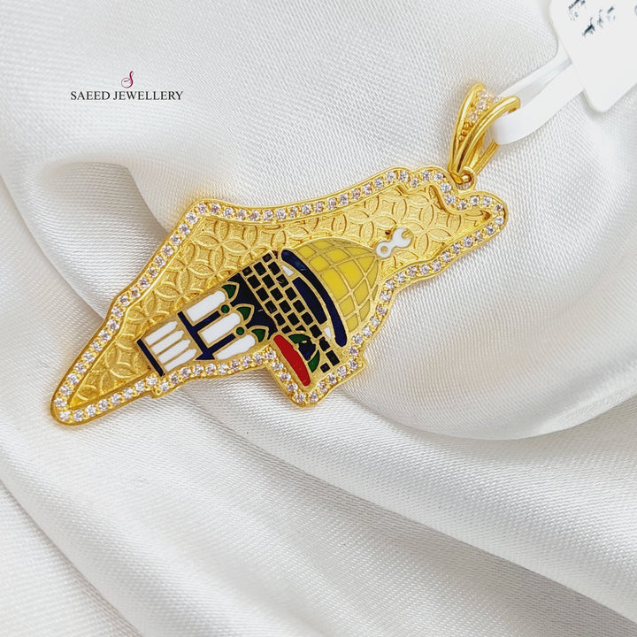 21K Gold Palestine Pendant by Saeed Jewelry - Image 5