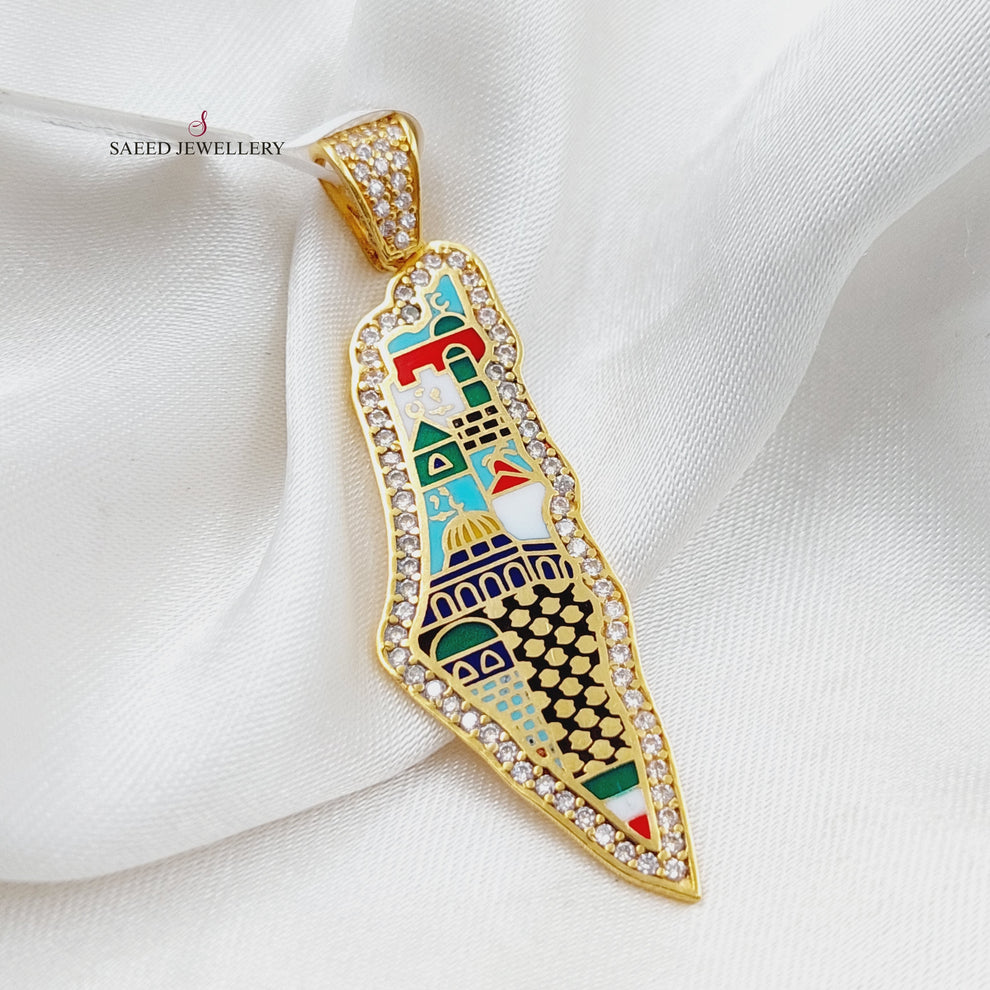 21K Gold Palestine map Pendant by Saeed Jewelry - Image 3