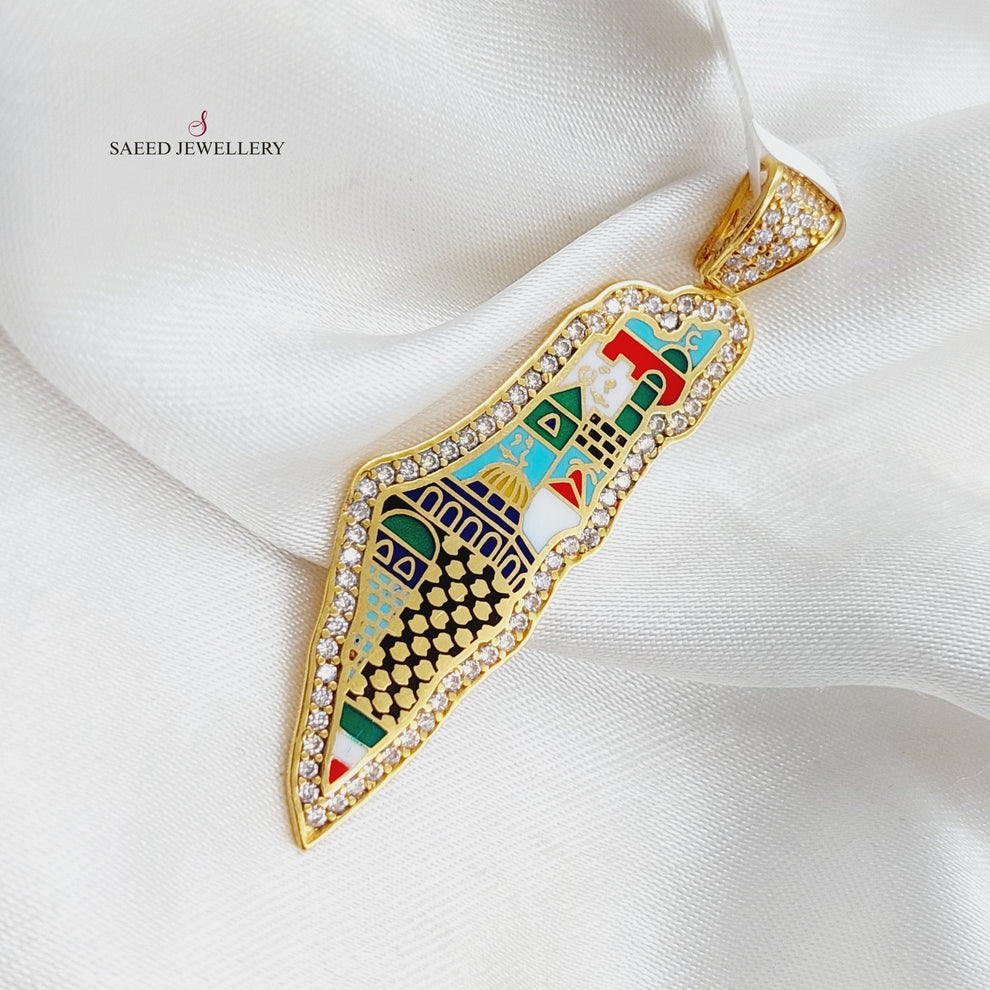 21K Gold Palestine map Pendant by Saeed Jewelry - Image 4