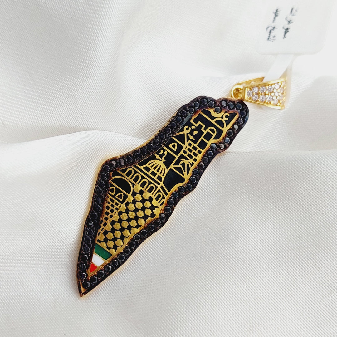 21K Gold Palestine map Pendant by Saeed Jewelry - Image 1