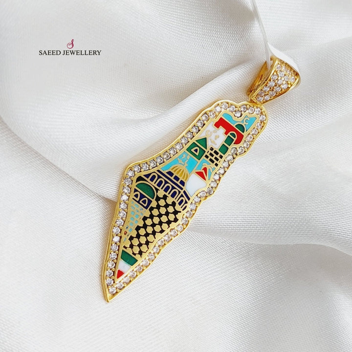 21K Gold Palestine map Pendant by Saeed Jewelry - Image 2