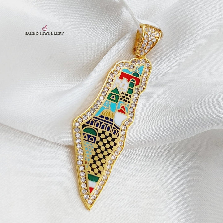 21K Gold Palestine map Pendant by Saeed Jewelry - Image 1